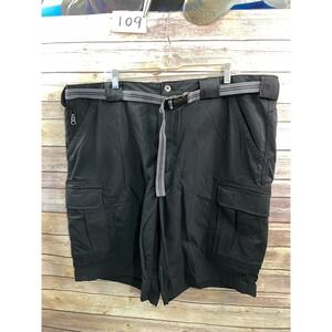 Duluth Trading Company Work Shorts Built in Belt Nylon Zip Pocket Black 2XL